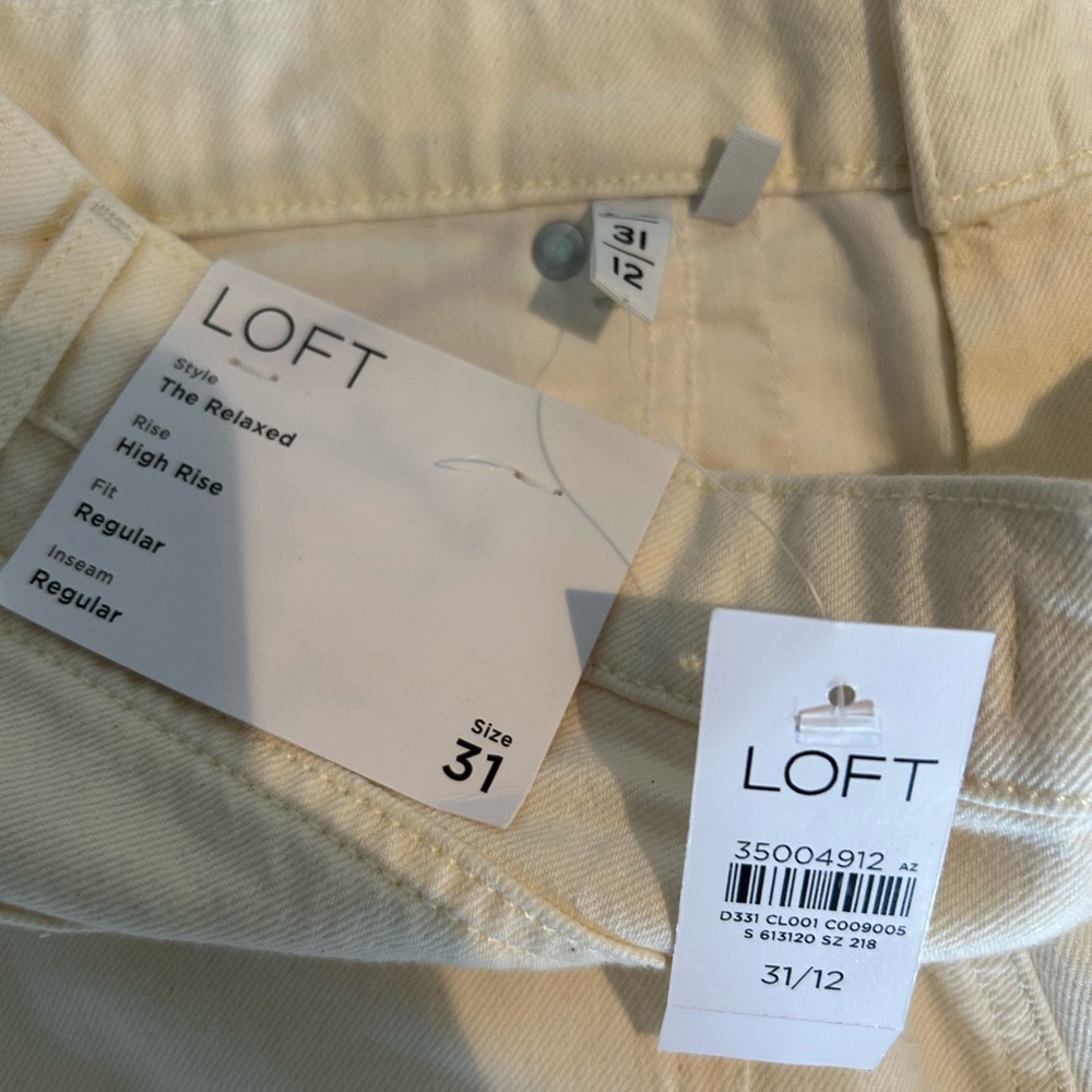 LOFT High Rise Relaxed Pants in Cream - Picture 5 of 5